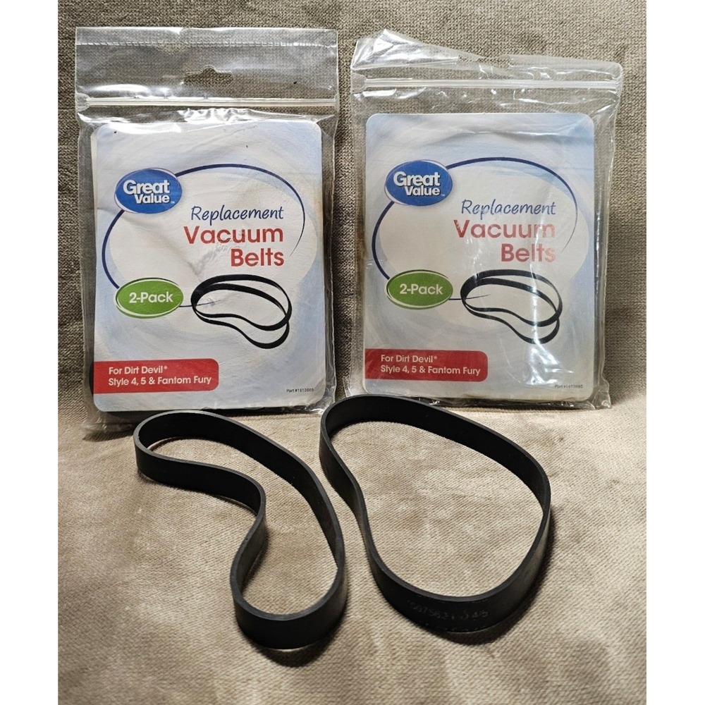 Great Value Replacement Vacuum Belts 2 Packs (4) Dirt Devil Styl 4 5 Fantom Fury